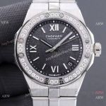 Swiss Replica Chopard Alpine Eagle Large Steel Black Dial 41mm Watch with Diamond Bezel